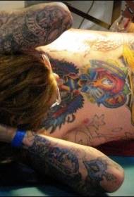 modello di tatuaggio magico meccanico addominale 53314 - modello di tatuaggio di trifoglio nodo corda verde