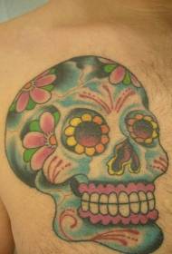 bloem schedel borst tattoo patroon