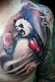 Chest Fantasy Panda Boxer Tattoo Pattern