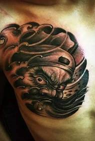 Men's chest old traditional bell tattoo pattern