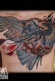 화살표 문신 패턴으로 구식 가슴 색 독수리