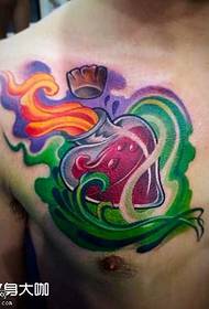 Brust Herz Spiegel Feuer Tattoo Muster