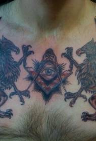 Dibdib ng Griffin na hayop at pattern ng tattoo sa mata