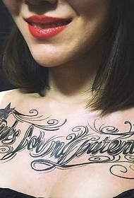 red lips beauty chest flower body tattoo picture