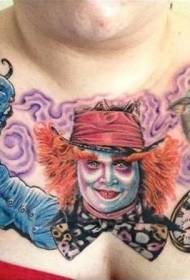 pittura sul petto Alice nel paese delle meraviglie disegni di vari personaggi del tatuaggio