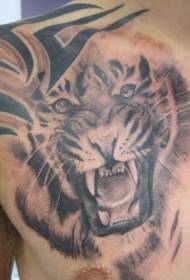 tribal totem tiger bröst tatuering mönster