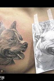 胸部個性牛頭犬紋身圖案