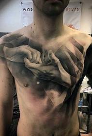 реалистичный стиль груди две руки держат тату