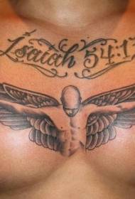 胸部的翅膀和男人的紋身設計
