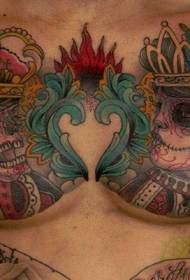 Brust mexikanesch Naturfaarf Doudekapp King a Queen Tattoo Muster