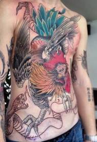 dumbu rakashongedzwa rakapendwa cockerel yenyoka tattoo tattoo