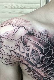 Gambar tato sotong ireng lan putih duwur banget