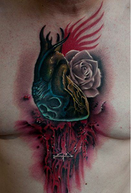 berniukų priekinė krūtinė superinės kaukolės širdies tatuiruotės