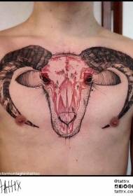 modello di tatuaggio di capra raccapricciante al petto
