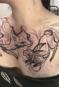 Chest Wonderful Depression Hare and Fox Tattoo Pattern