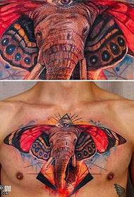 bröst elefant huvud tatuering mönster