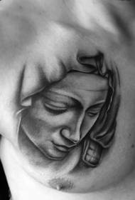 męskiej piersi zadumany portret religijny Wzór tatuażu