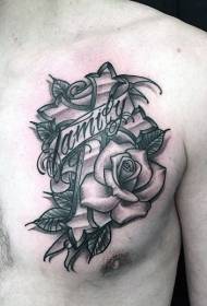 гърдите роза лозя английски азбука татуировка модел