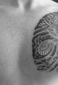 crno siva šareni krizantem uzorak tetovaža