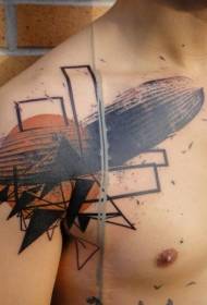 shoulder color spaceship tattoo pattern