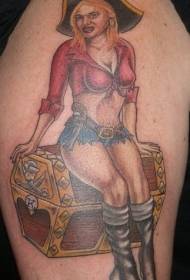 sexig pirat tjej och tatuering mönster