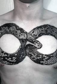 gyvatės sudarytas begalinis simbolis Krūtinės tatuiruotės modelis