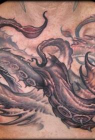 chest color giant squid tattoo pattern