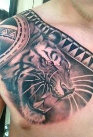 груди реалистичан узорак тигра тетоваже