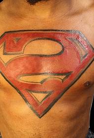 l-irġiel stampa full tatwaġġ tal-logo tas-superman tas-sidru aħmar