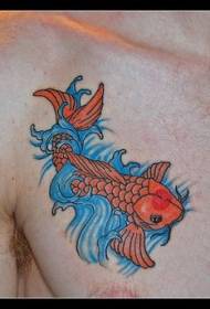 Squid და ლურჯი წყლის გულმკერდის Tattoo ნიმუში