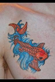 I-squid kunye ne-Blue Water Chest yeModeli yeTattoo