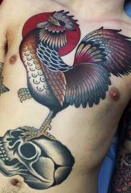 barevný kohout tanec a lízání břicho tetování vzor