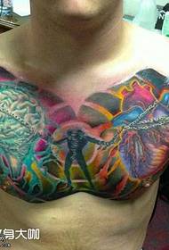 borst hart en hersenen tattoo patroon