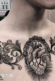 borst hart tattoo patroon