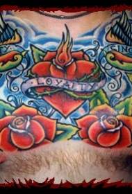 chestan makaranta mai haske Red Rose tattoo tattoo