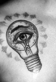 chest funny light bulb with eye tattoo pattern