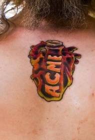 motivo tatuaggio petto cuore e lettera