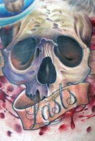 krūtinės iliustracijos stiliaus spalvos kaukolė raidė tatuiruotės modelis