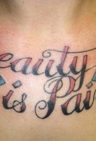 lámina de peito e patrón de tatuaxe de letras