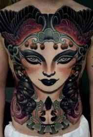 femei cu piept și abdomen în stil modern, cu model de tatuaj cu aripi