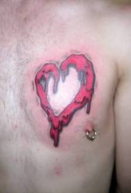 Erimiş kalp şeklinde göğüs dövme deseni
