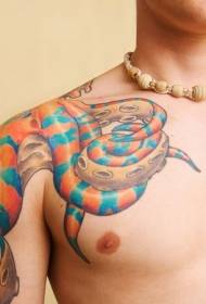 Olkapään väri värillinen mustekala tatuointikuvio
