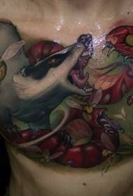 bularreko ilustrazio estiloko suge eta katu lick tatuaje eredua