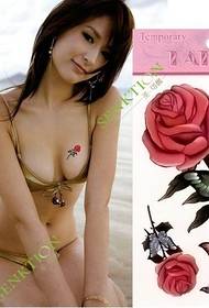 hot beauty chest red rose tattoo pattern