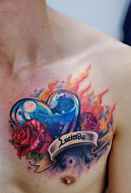 tatuaje de rosa de amor exquisito pretorácico