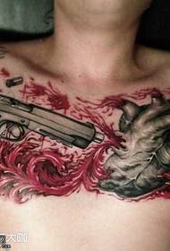 hrudní pistole zastřelil srdce tetování vzor