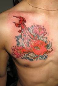 груди червоний кальмари татуювання візерунок