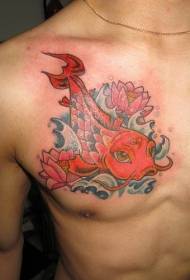 modello di tatuaggio calamari petto rosso