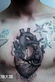 modèle de tatouage de coeur de réincarnation de la poitrine