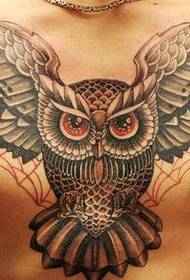 mtu kutawala kamili-matiti kubwa owl tattoo picha